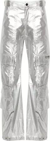 Golden Goose - Silver Wide-Leg Cargo Trousers - Größe 42 - silberfarben