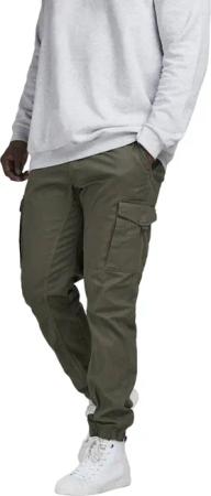 Jack & Jones Herren Cargo Hose JPSTPAUL JJFLAKE Plussize - Slim Fit - Grün - Olive Night