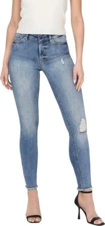 Only Damen Jeans onlBLUSH MID SK ANK RAW JEANS REA333 - Skinny Fit - Blau - Light Blue