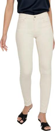 Only Damen Jeans ONLBLUSH MID SK ANK RAW DOT019 - Skinny Fit - Beige - Ecru