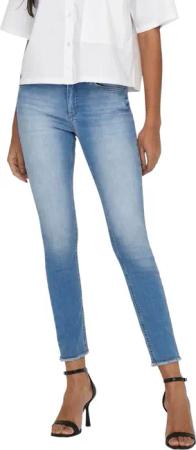 Only Damen Jeans ONLBLUSH LIFE MID SK ANK RAW REA155 - Skinny Fit - Blau - Light Medium Blue Denim