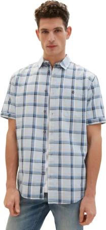 Tom Tailor Herren Kurzarm Hemd CHECKED SLUBYARN - Regular Fit