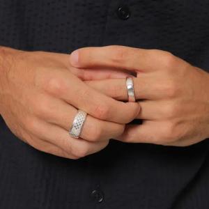 Kuzzoi Ringe - Ring Herren Bandring Basic 2er Set 925 Silber - Gr. 62 MM - in Silber - für Damen