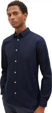 Tom Tailor Herren Langarm Hemd STRETCH POPLIN - Regular Fit