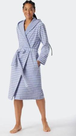 Bademantel Leichtfrottee grau gestreift - Feather Terry XL