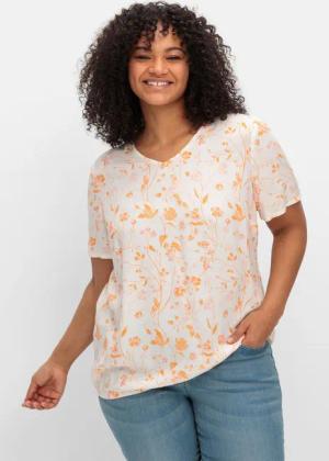 Sheego Bedruckte Tunika mit Gummizugbund, orange bedruckt, Gr.40