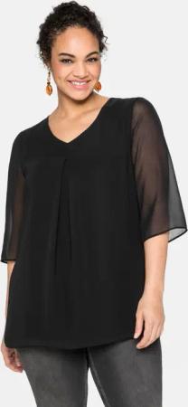Sheego Tunika im Layerlook, mit Chiffon, schwarz, Gr.52