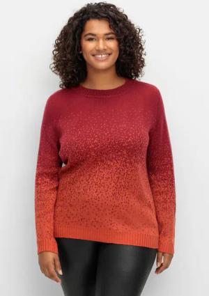 Sheego Pullover im Jacquardstrick, mit Farbverlauf, rot gemustert, Gr.46