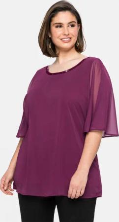 Sheego Chiffontunika mit Flügelärmeln und Innentop, beere, Gr.46