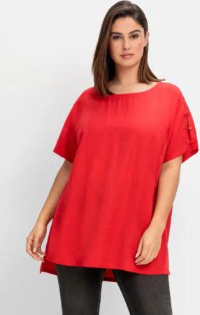 Sheego Oversize-Tunika mit geschlitztem Ärmel, rot, Gr.42