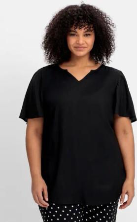 Sheego Tunika mit weitem Ärmel, in leichter A-Linie, schwarz, Gr.48