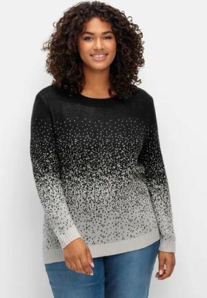 Sheego Pullover im Jacquardstrick, mit Farbverlauf, schwarz gemustert, Gr.40