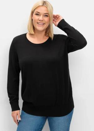 Sheego Pullover aus leichtem Strick, mit Rundhalsausschnitt, schwarz, Gr.48/50