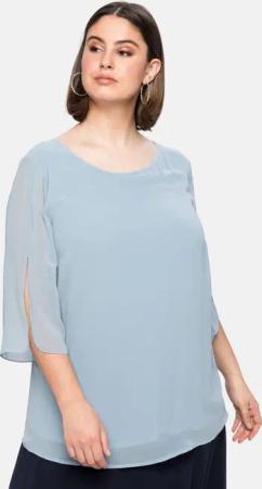 Sheego Tunika im Layerlook mit Chiffon, eisblau, Gr.40