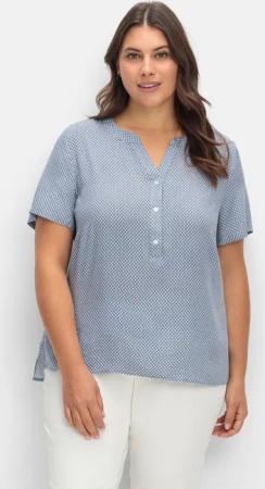 Sheego Tunika mit Kurzarm und verlängertem Rückenteil, hellblau gemustert, Gr.48