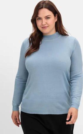 Sheego Extraweicher Pullover mit Stehkragen, bleu, Gr.54