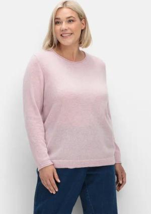 Sheego Pullover aus reinem Kaschmir, mit Rollkanten, rosé, Gr.44/46
