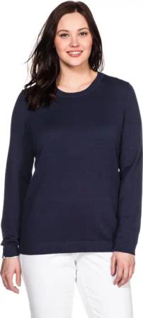 Sheego Pullover aus Feinstrick mit Rundhalsausschnitt, marine, Gr.56/58