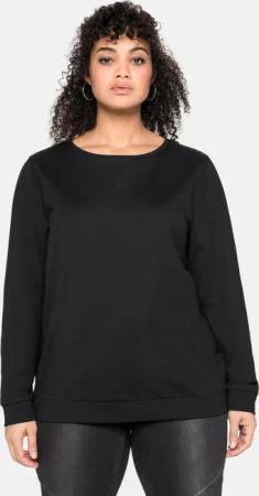 Sheego Sweatshirt mit seitlichen Reißverschlüssen, schwarz, Gr.44/46