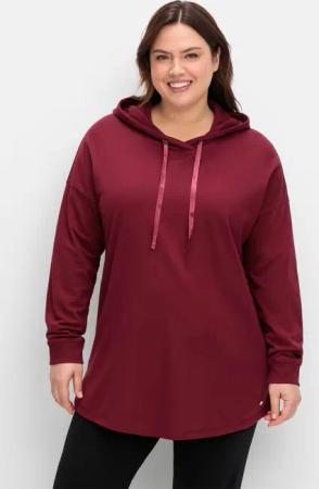 Sheego Sweatshirt mit Kapuze, in Oversizeform, weinrot, Gr.44/46