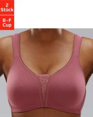 Sheego Doppelpack BHs ohne Bügel, rosenholz+puder, Gr.80D