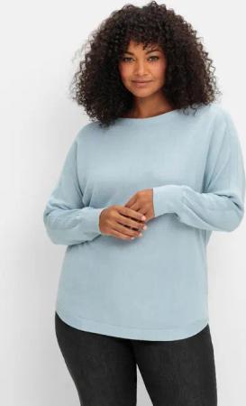 Sheego Pullover mit U-Boot-Ausschnitt, hellblau, Gr.46
