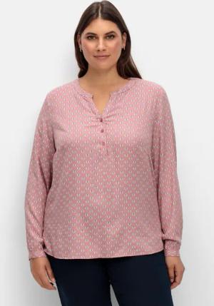 Sheego Tunika mit Alloverdruck und Knopfleiste, rosé gemustert, Gr.50