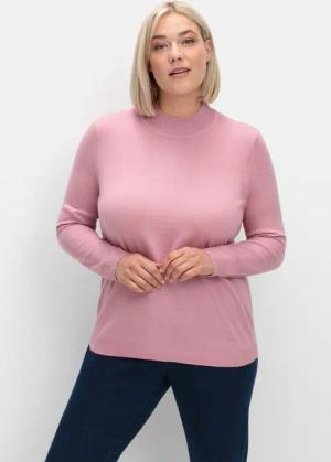 Sheego Extraweicher Pullover mit Stehkragen, rosé, Gr.42