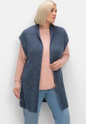 Sheego Strickweste in offener Form und melierter Optik, rauchblau, Gr.44