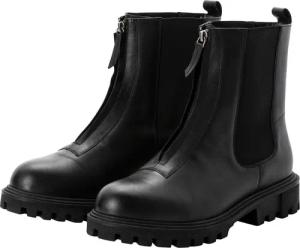 Sheego Stiefelette aus Leder, mit Reißverschluss vorn, schwarz, Gr.42