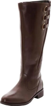 Sheego Weitschaftstiefel aus Leder mit drei Zierschnallen, braun, Gr.40