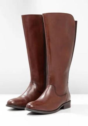 Sheego Weitschaftstiefel aus Leder mit Stretch-Einsatz, braun, Gr.38