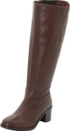 Sheego Weitschaftstiefel aus Leder mit Stretch-Einsatz, dunkelbraun, Gr.42