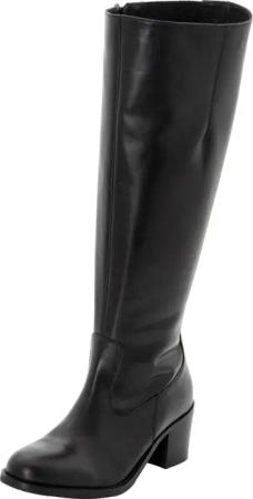 Sheego Weitschaftstiefel aus Leder mit Stretch-Einsatz, schwarz, Gr.38
