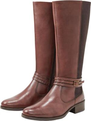 Sheego Weitschaftstiefel aus Leder, mit Zierschnalle, dunkelbraun, Gr.43