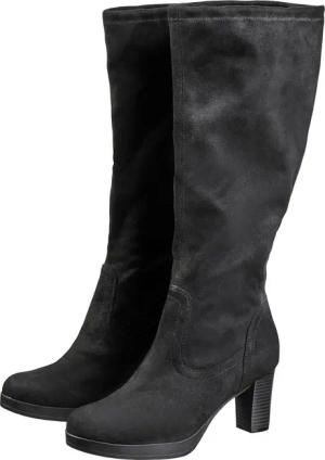 Sheego Verschlussloser Weitschaftstiefel in Wildlederoptik, schwarz, Gr.43