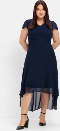 Sheego Abendkleid mit Flügelärmeln, marine, Gr.46