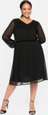 Sheego Chiffonkleid mit 3D-Effekt, mit Unterkleid, schwarz, Gr.50