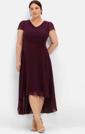 Sheego Abendkleid mit Flügelärmeln, aubergine, Gr.56