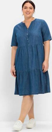 Sheego Jeanskleid aus leichtem Denim, in Volant-Optik, blue Denim, Gr.56