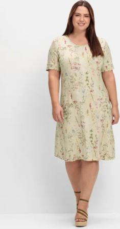 Sheego Knielanges Jerseykleid mit Blumenmuster, mint gemustert, Gr.42