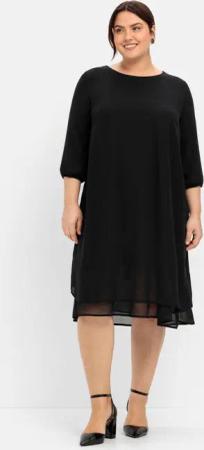 Sheego Cocktailkleid aus Chiffon, im Lagenlook, schwarz, Gr.48