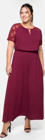 Sheego Abendkleid in Maxilänge, mit transparenter Spitze, himbeere, Gr.40