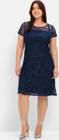 Sheego Cocktailkleid mit Zierborten, marine, Gr.50