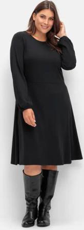 Sheego Kleid aus Interlock, mit ausgestelltem Rock, schwarz, Gr.52