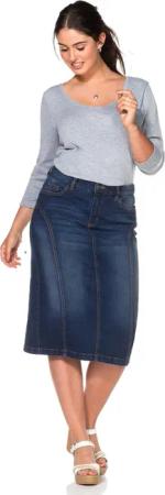 Sheego Jeansrock mit Teilungsnähten, dark blue Denim, Gr.44