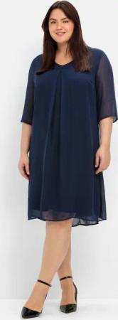 Sheego Cocktailkleid im Layerlook, aus Chiffon, marine, Gr.56