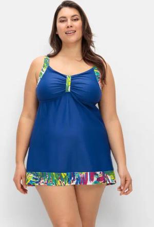 Sheego Tankini-Oberteil in leichter A-Linie, mit Kontrastdetails, royalblau, Gr.40F