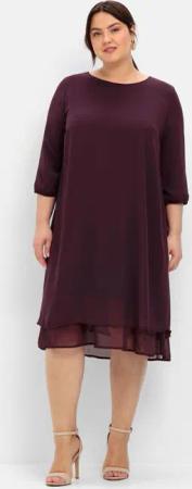 Sheego Cocktailkleid aus Chiffon, im Lagenlook, burgund, Gr.48