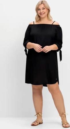 Sheego Longtunika mit 3/4-Ärmeln, im Carmen-Look, schwarz, Gr.42